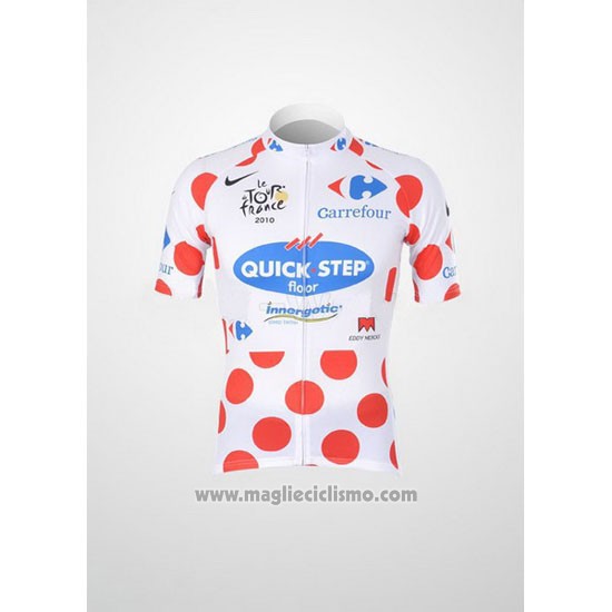 2010 Abbigliamento Ciclismo Quick Step Floor Lider Rosso e Bianco Manica Corta e Salopette